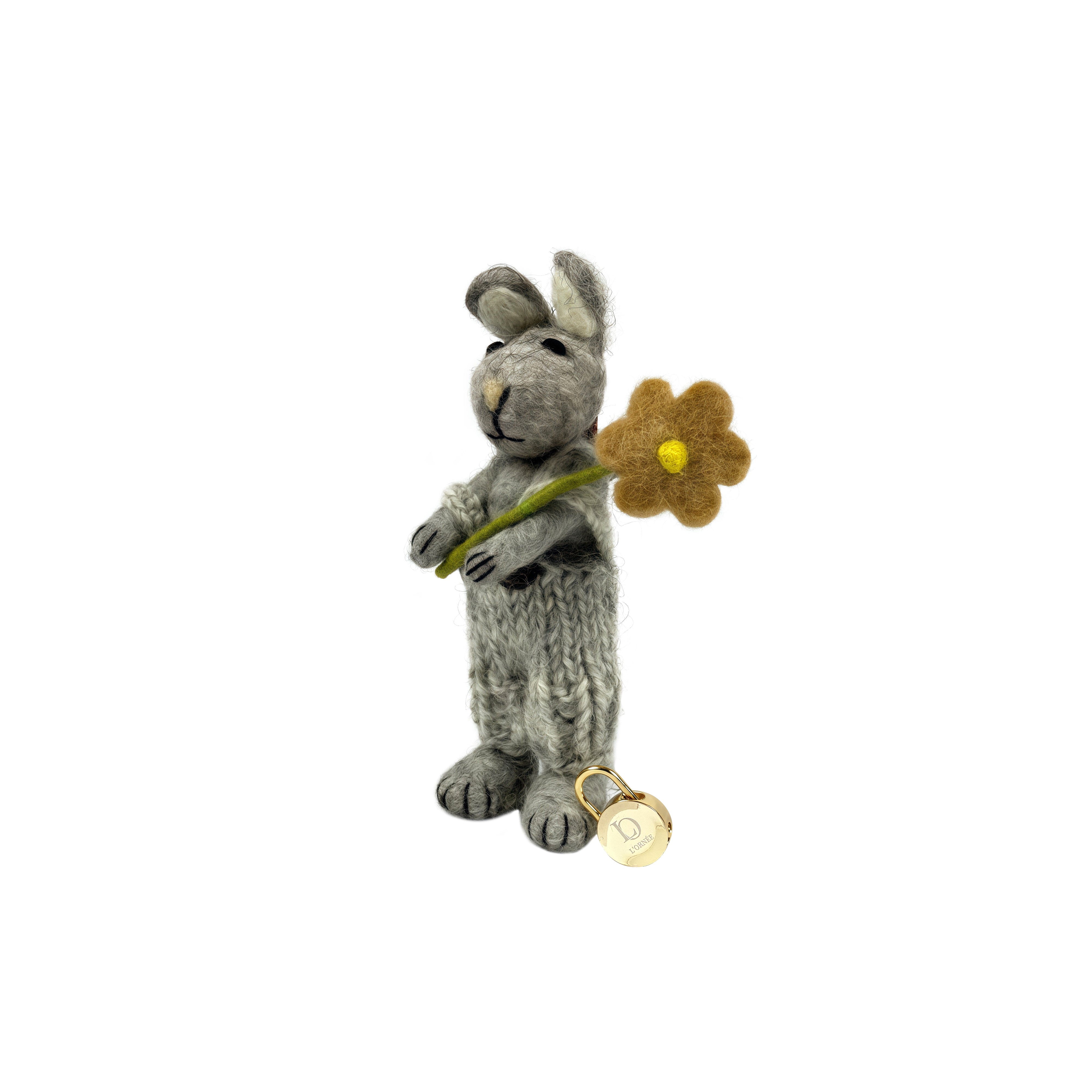 GRAY MOUSE WITH FLOWER felt keychains