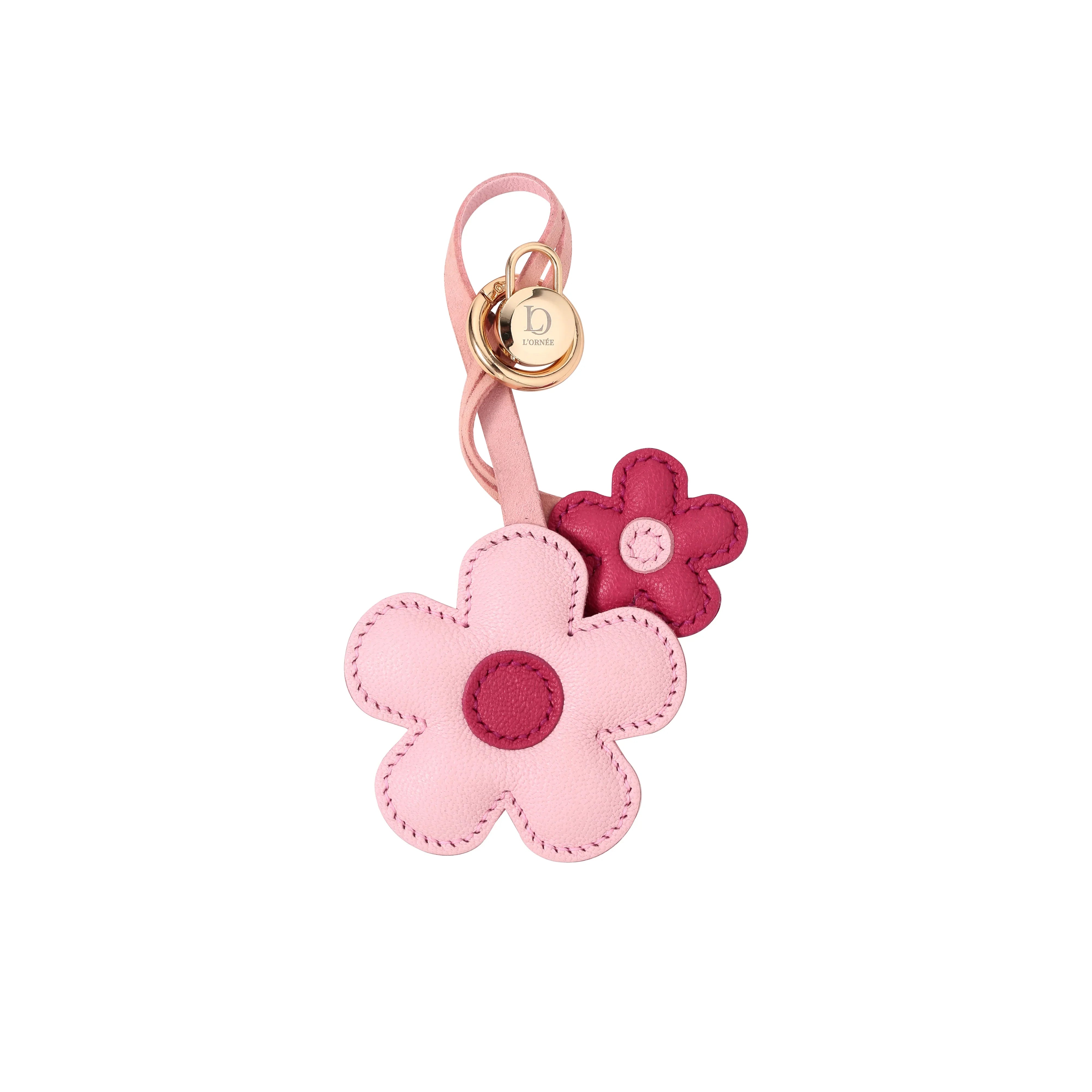 flower leather bag charm