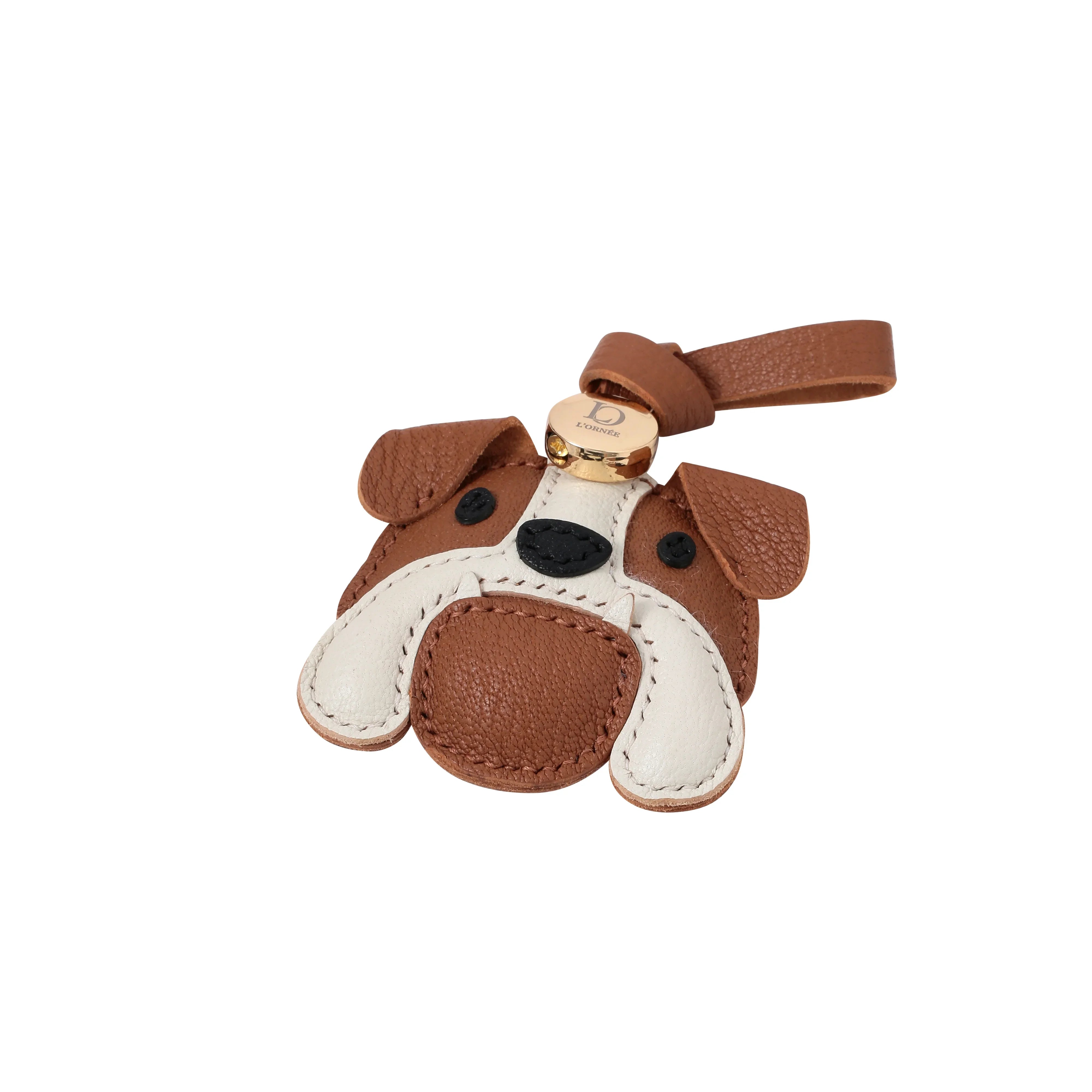 BULLDOG leather bag charm