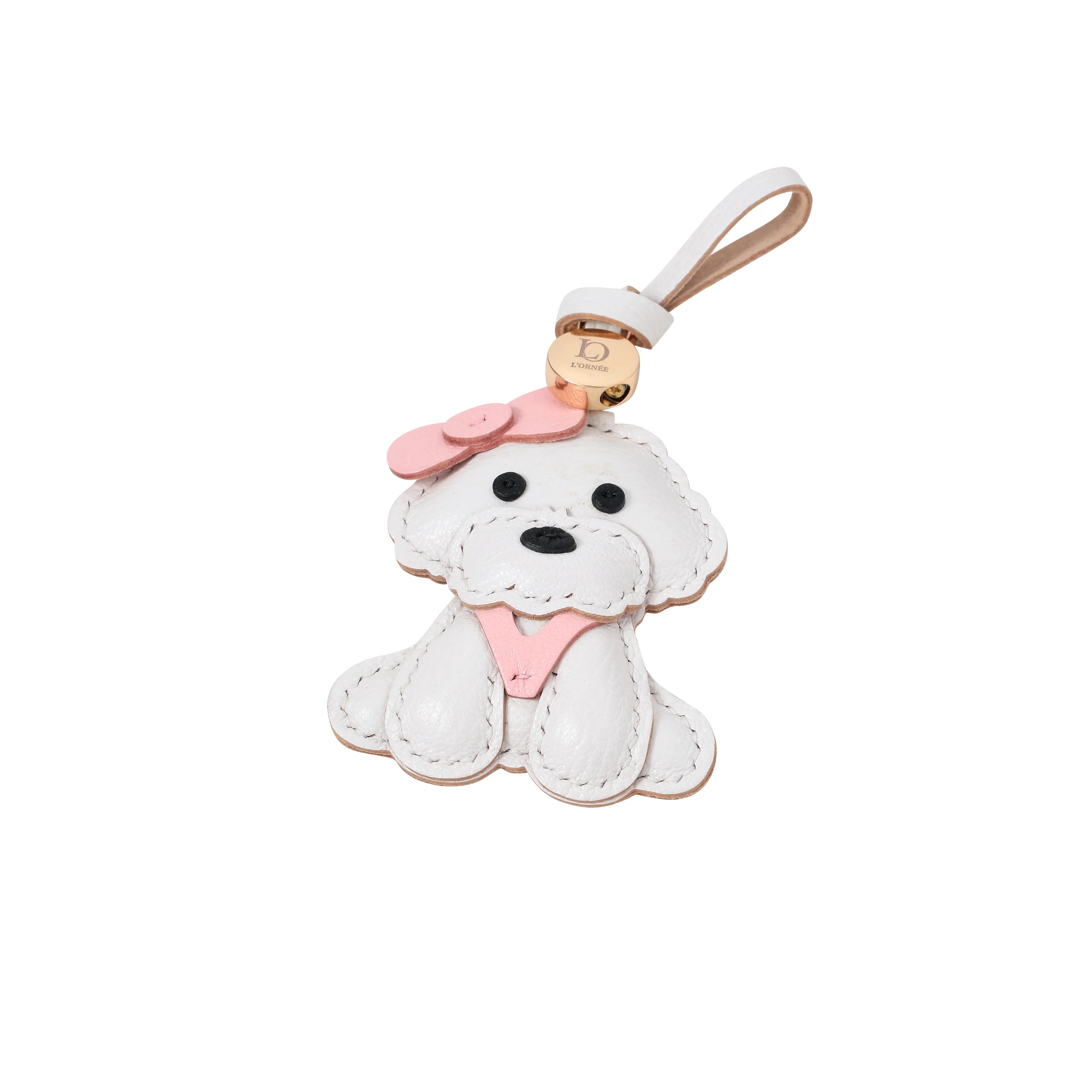 PINK BOW BICHON bag charm