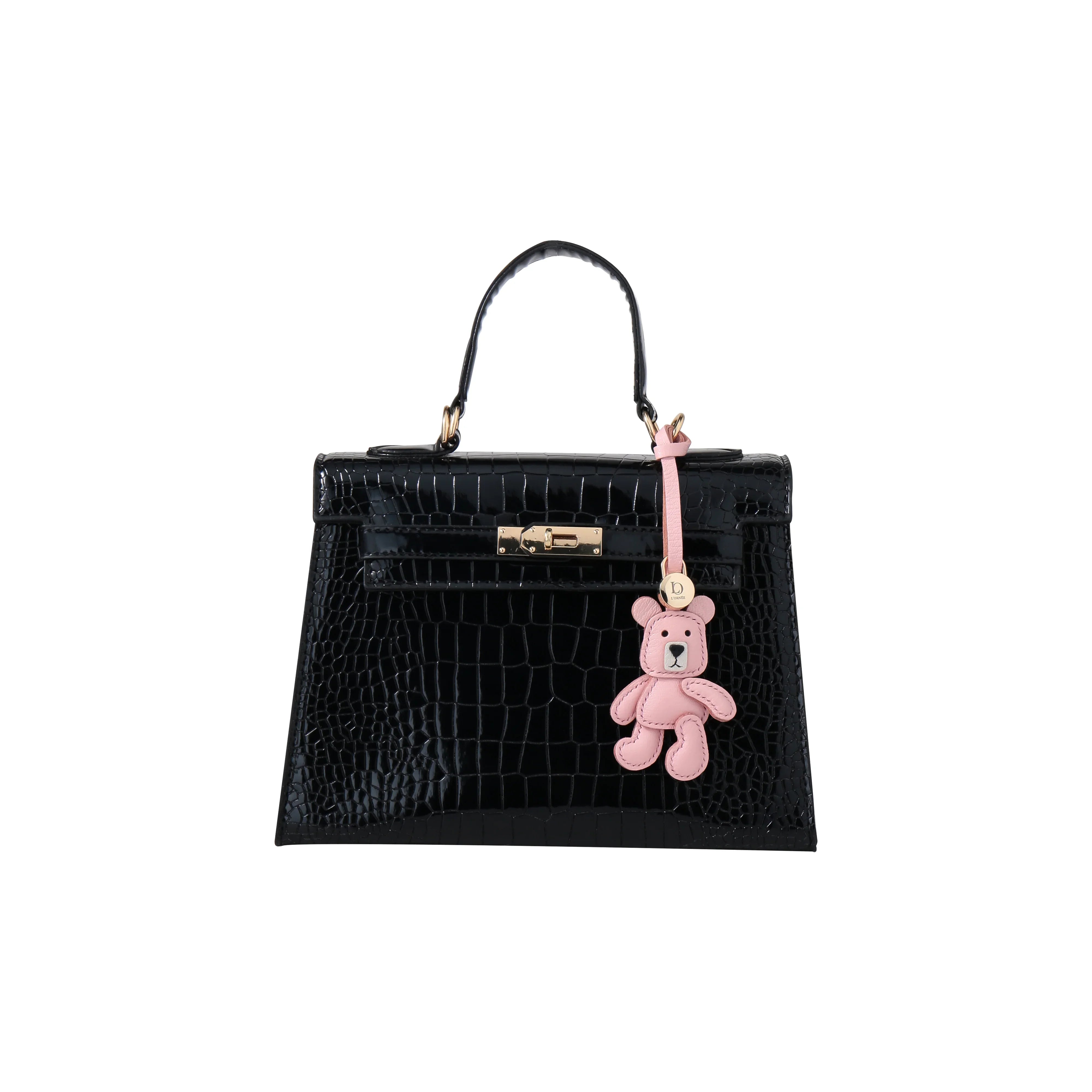 pink bear with bag