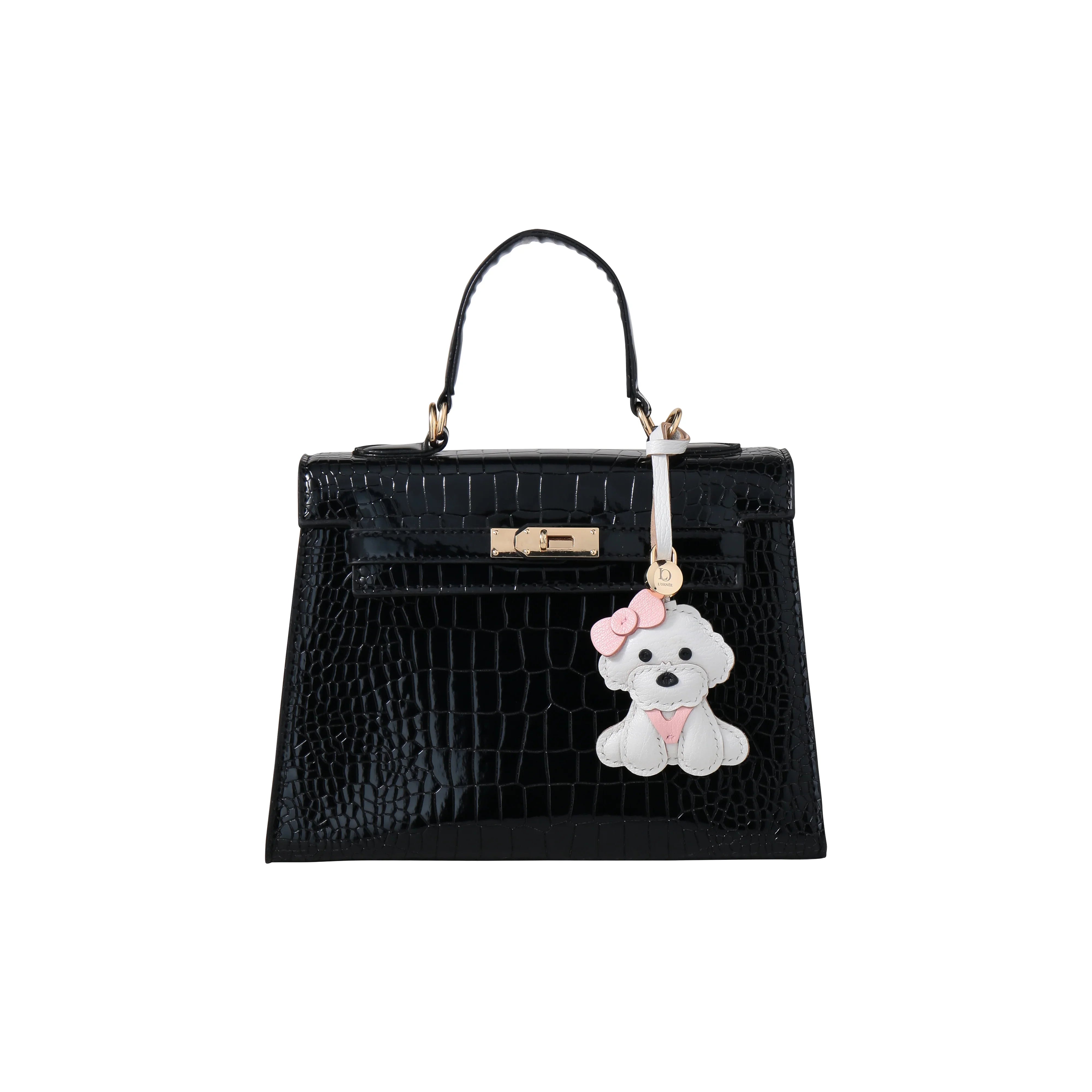 PINK BOW BICHON bag charm