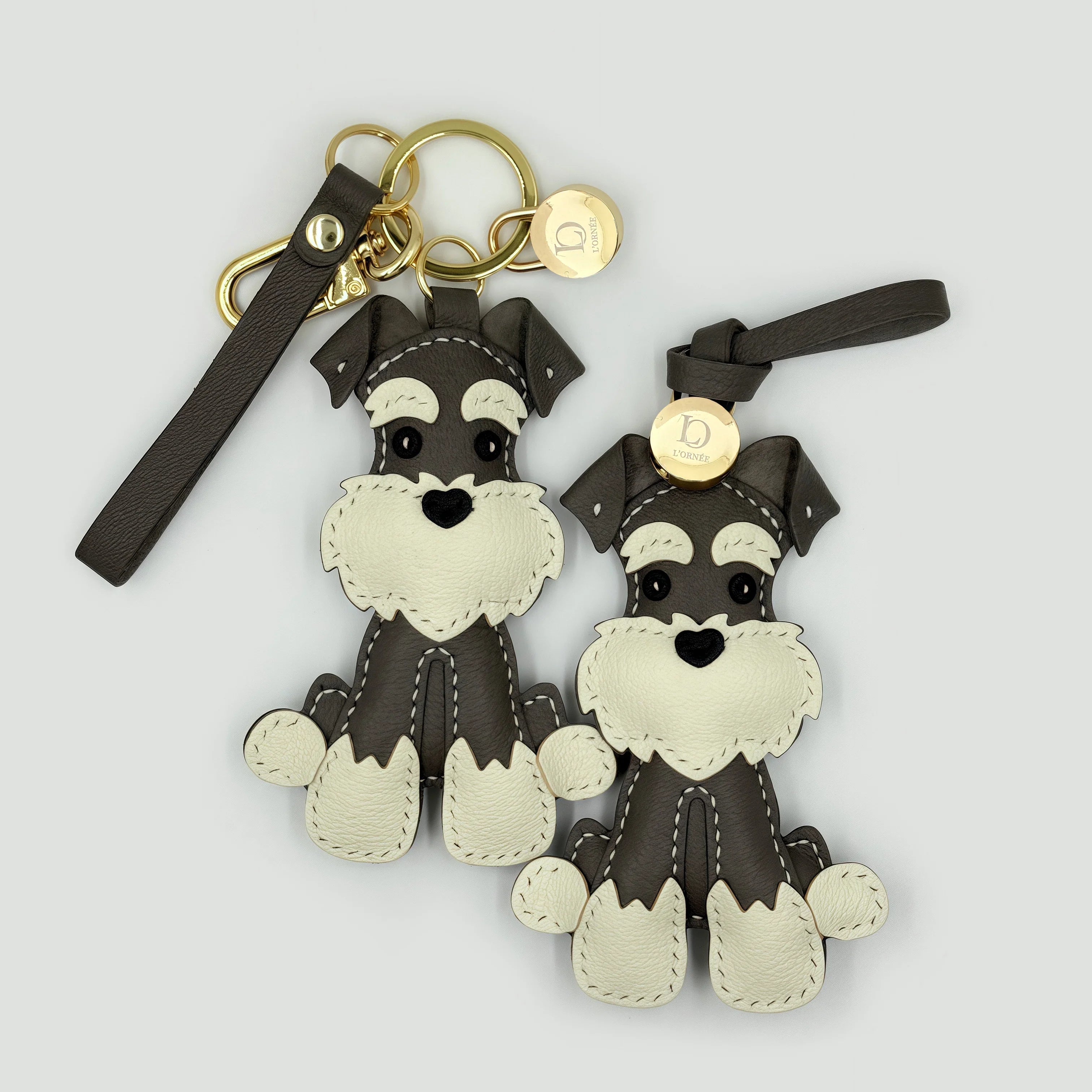 SITTING GREY SCHNAUZER keychains CHARM