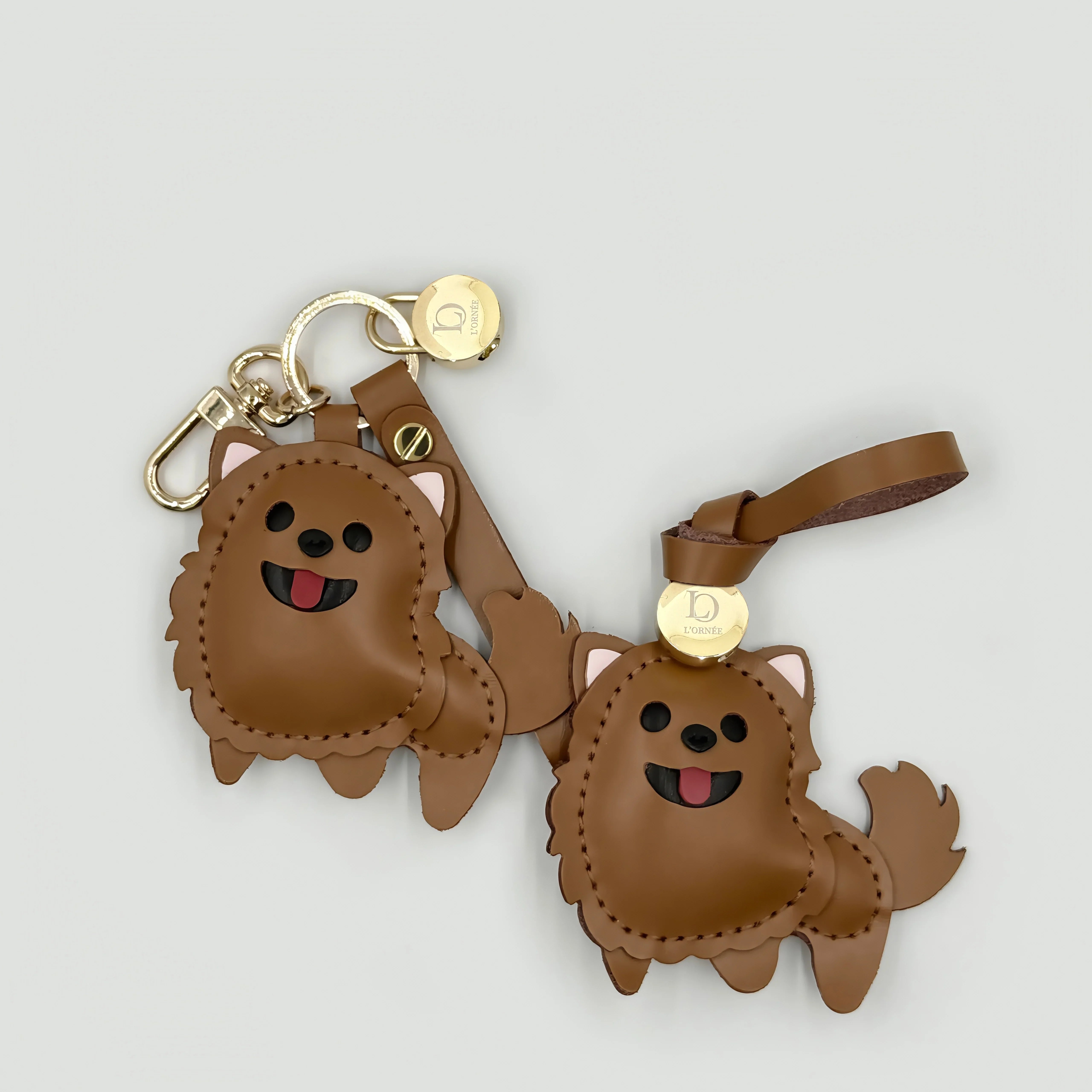 BROWN POMERANIAN CHARM keychains