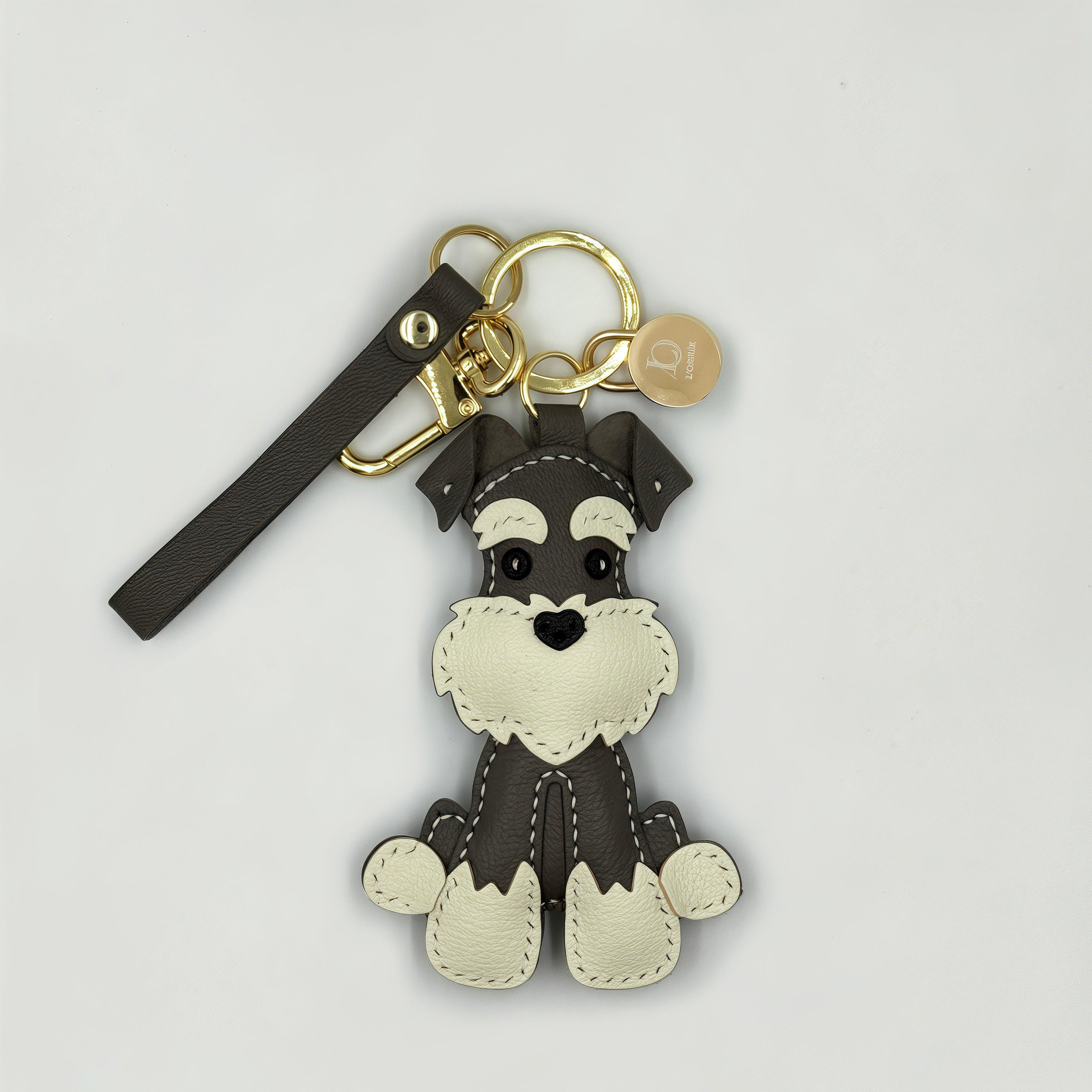 SITTING GREY SCHNAUZER keychains CHARM