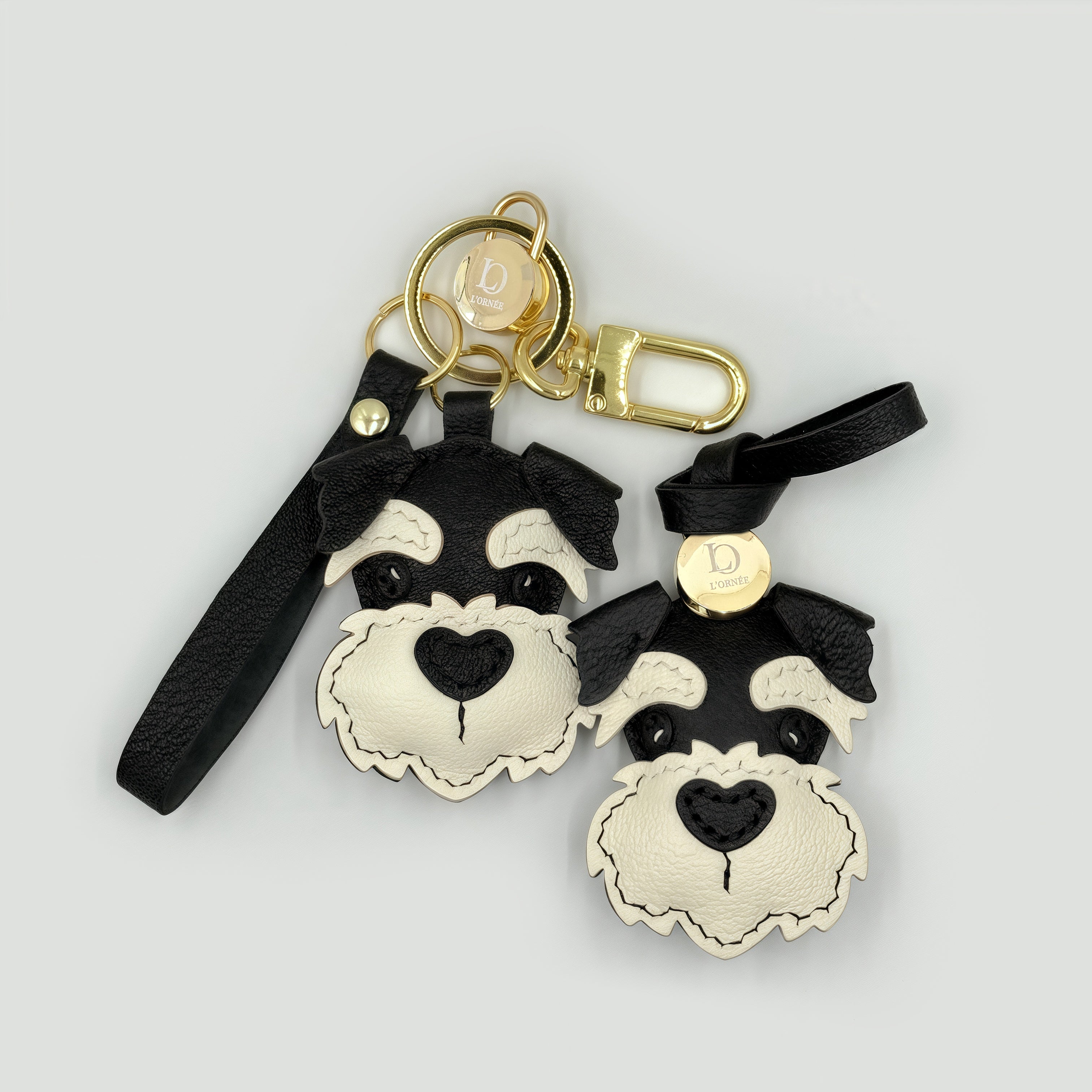 BLACK CHEEKY SCHNAUZER FACE bag keyrings
