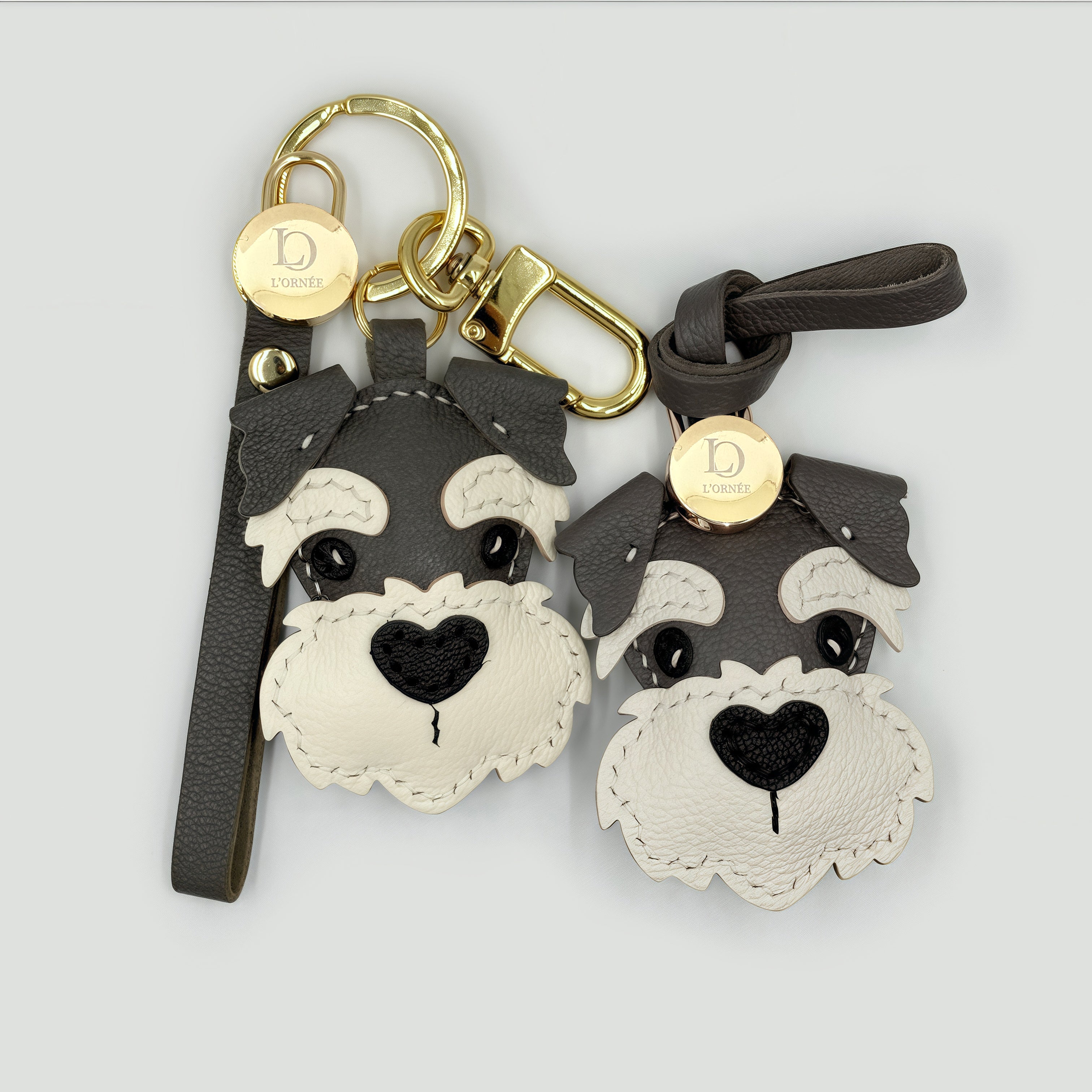 GRAY CHEEKY SCHNAUZER FACE bag charms