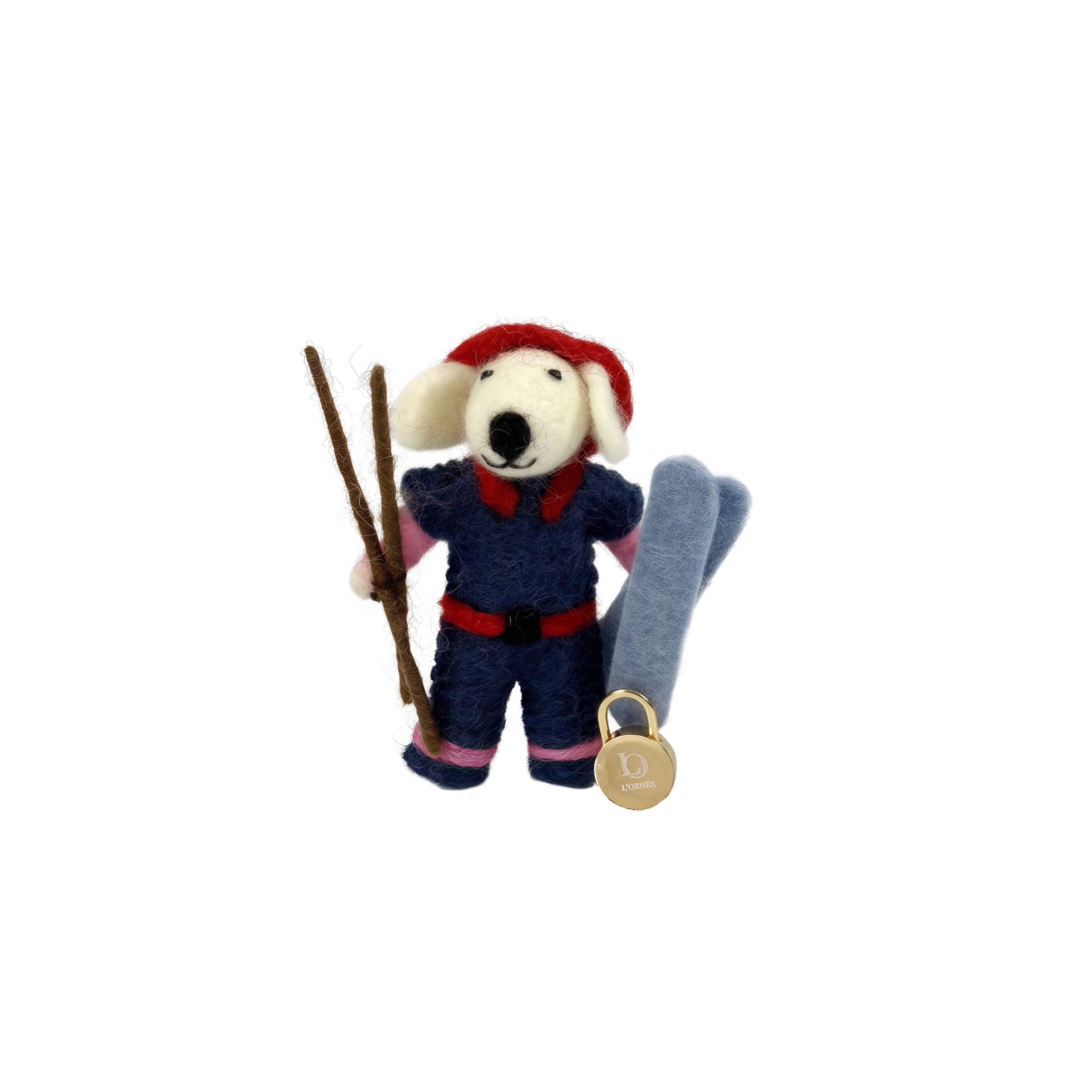 ski dog felt keyrings