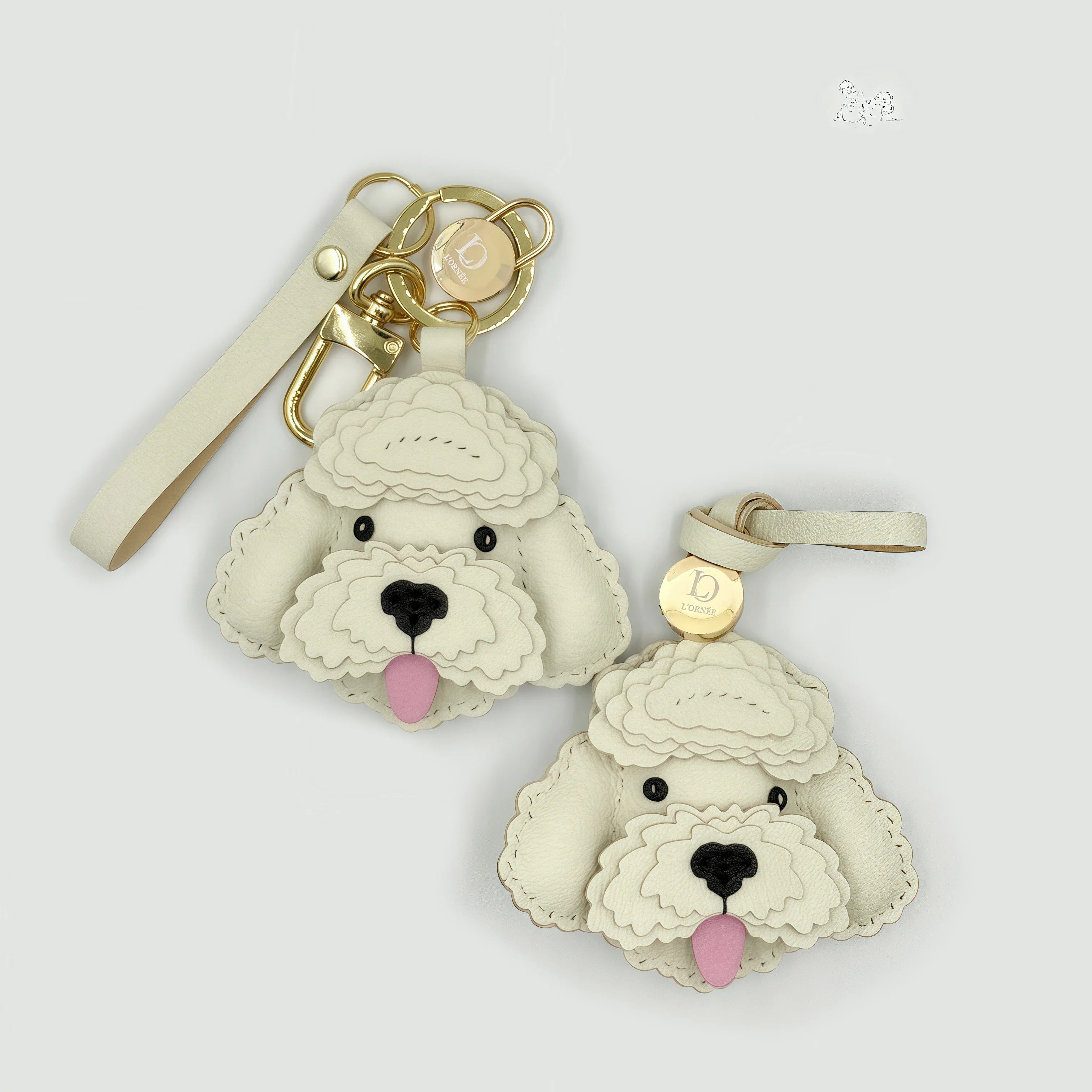 WHITE CHEEKY POODLE bagcharms