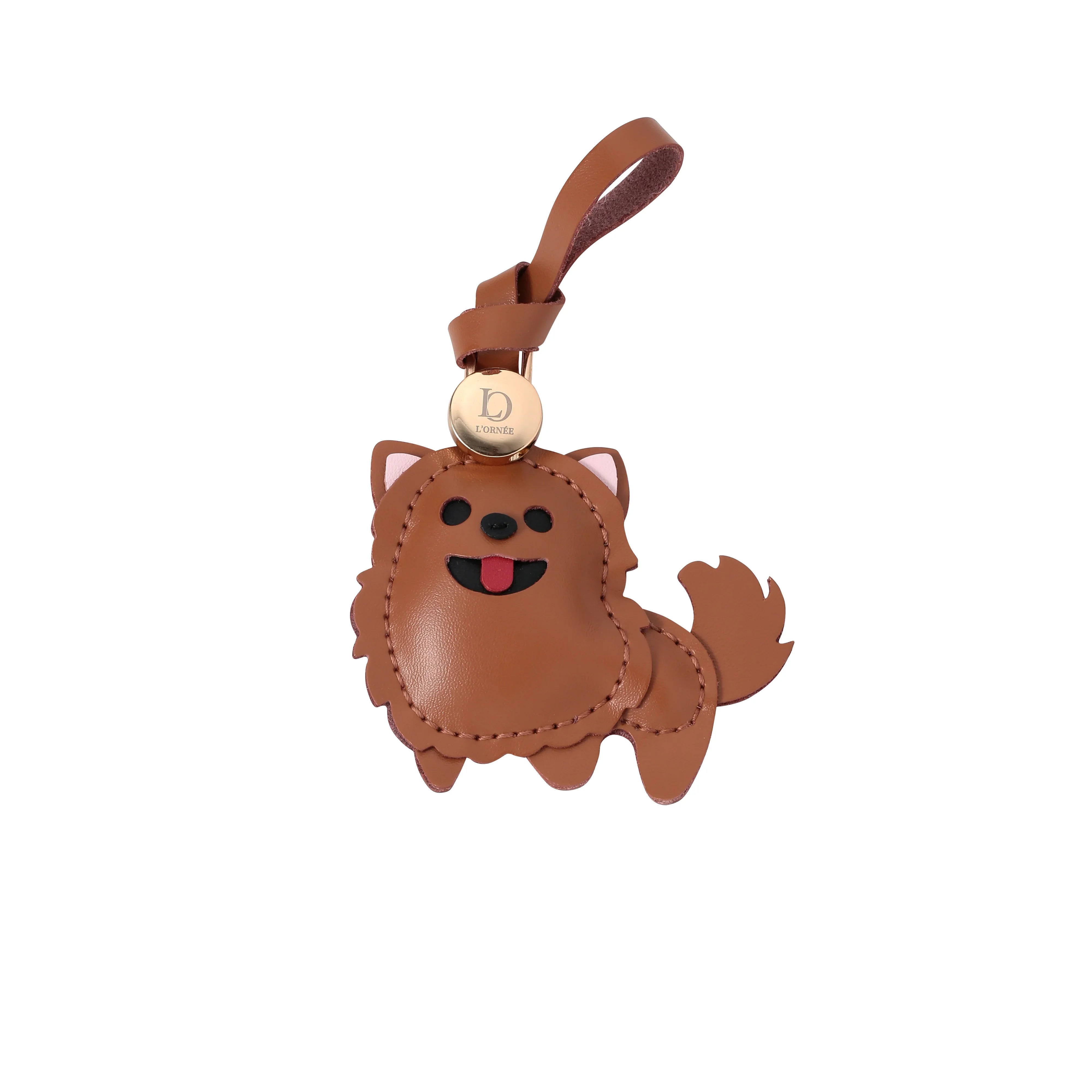 BROWN POMERANIAN bag charm