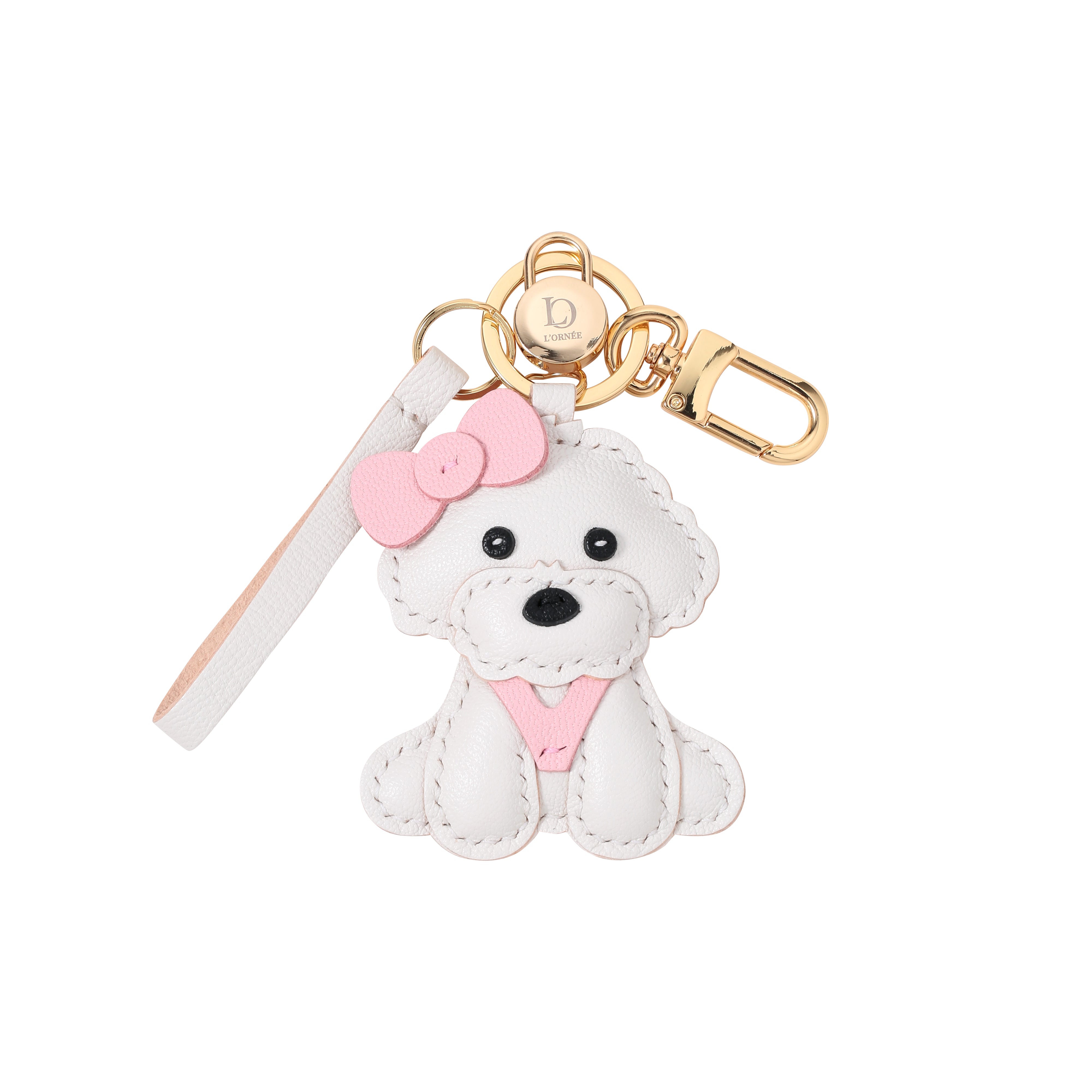 PINK BOW BICHON keychains