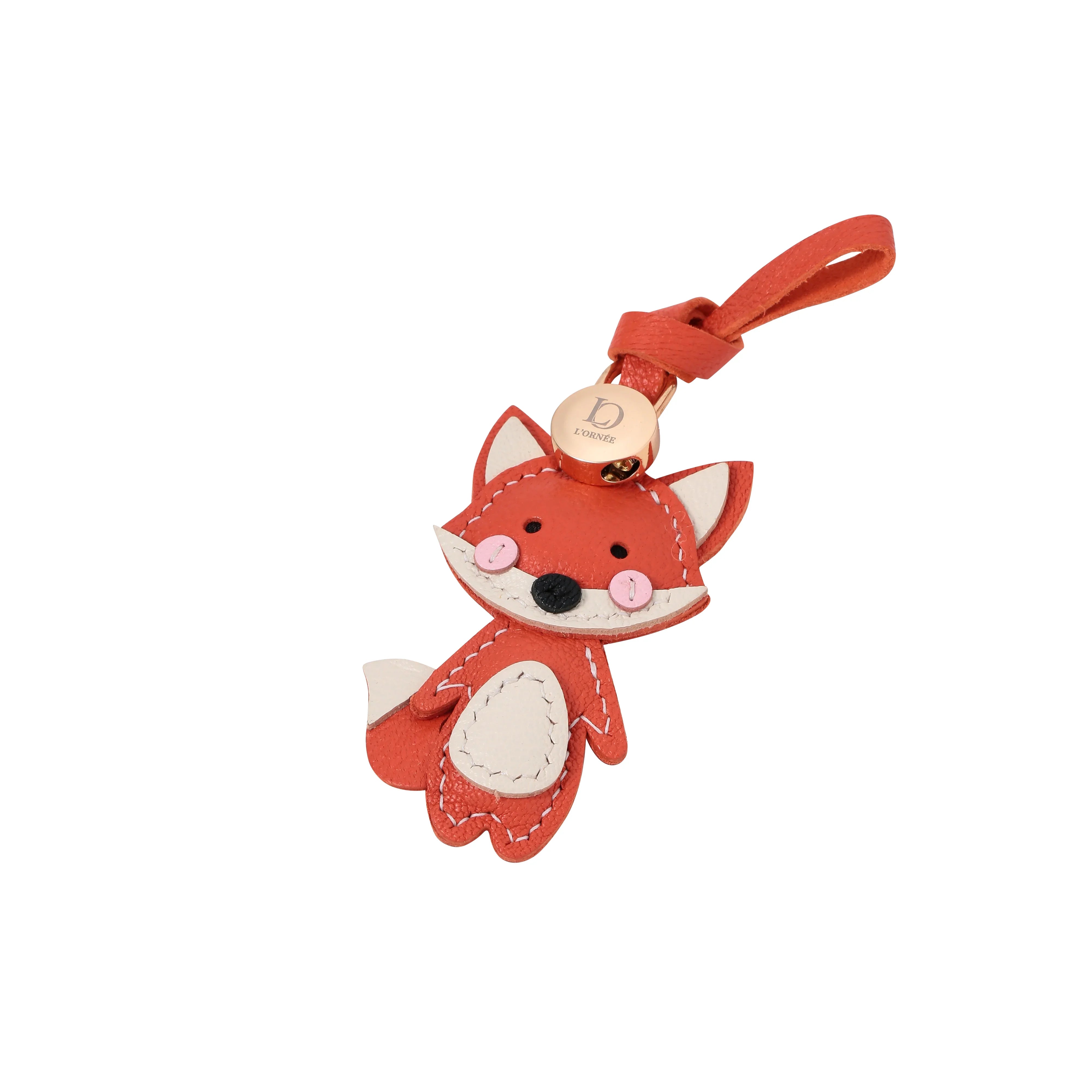 fox leather bag charm