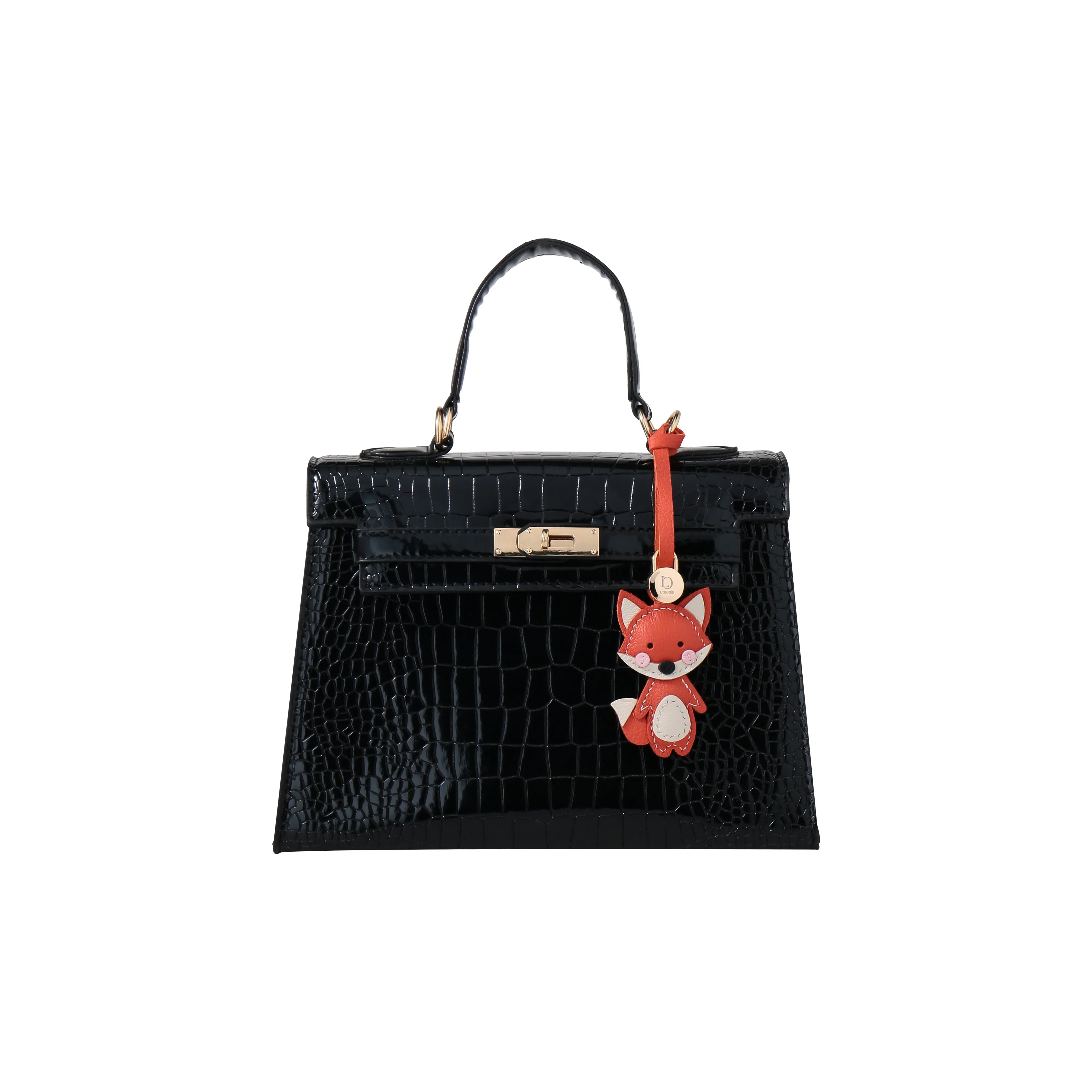 fox leather bag charm with bag