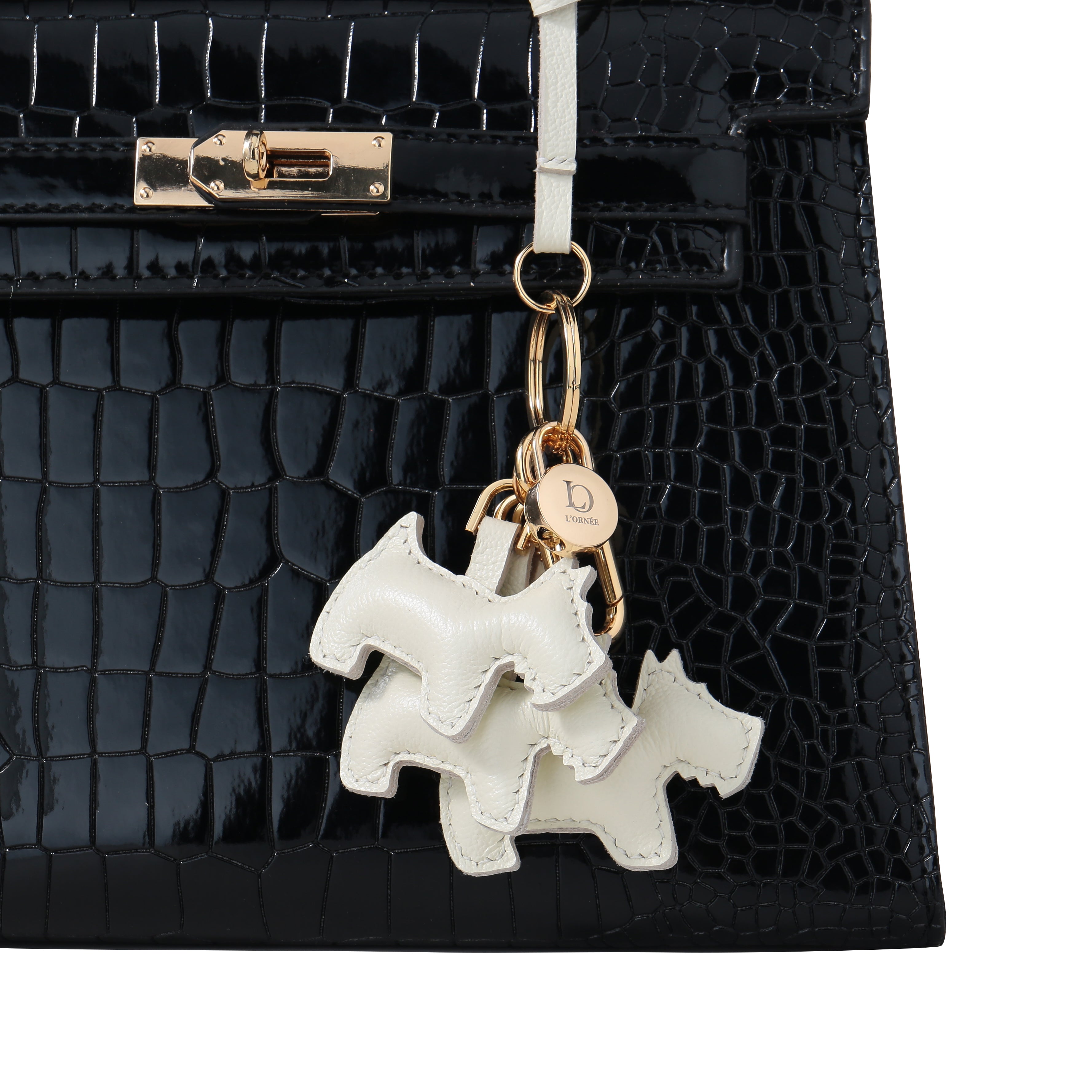 TRIPLE WHITE  SCOTTIE CHARM with bag
