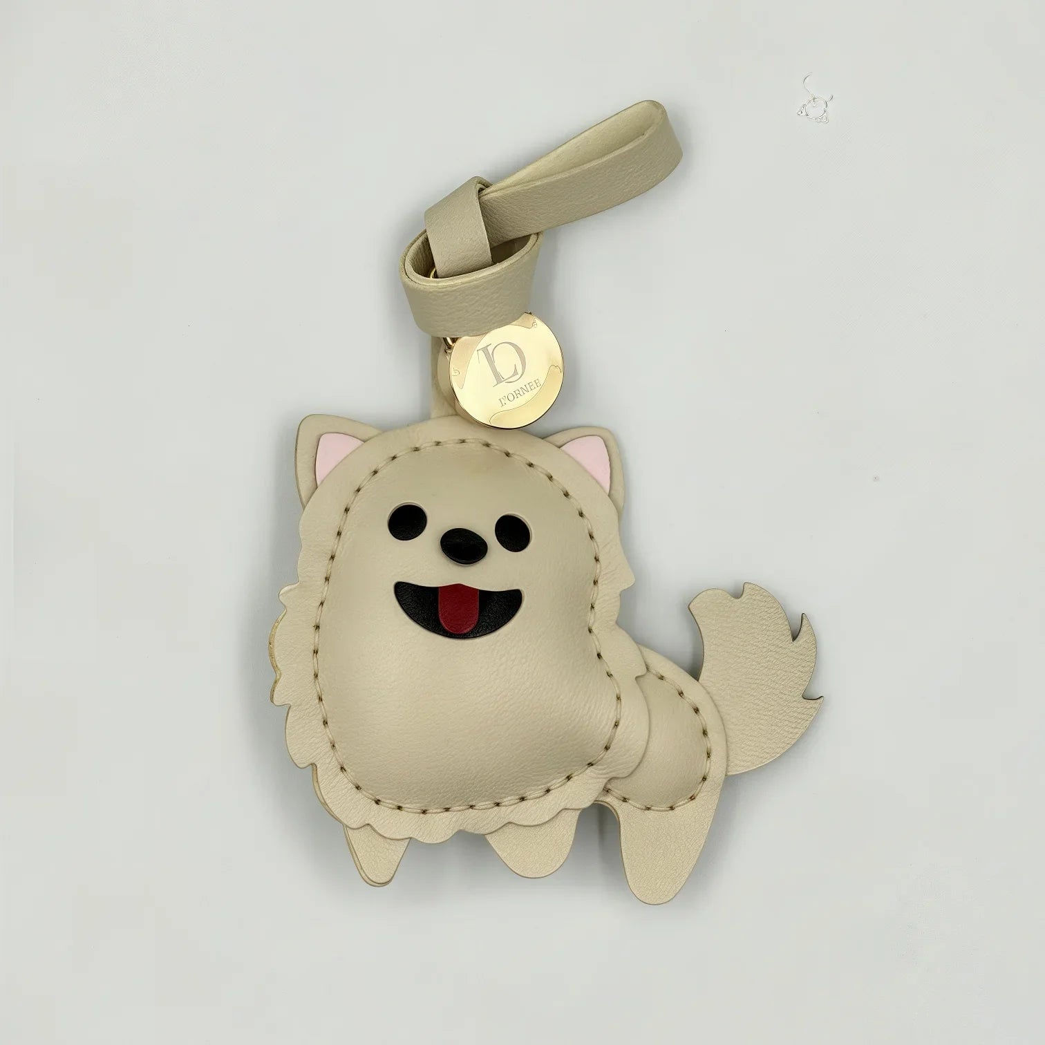 WHITE POMERANIAN CHARM keyrings