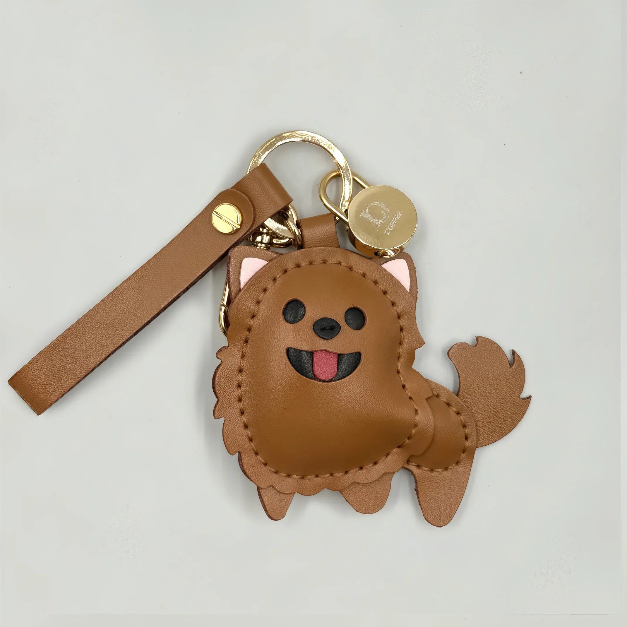 BROWN POMERANIAN CHARM keyrings