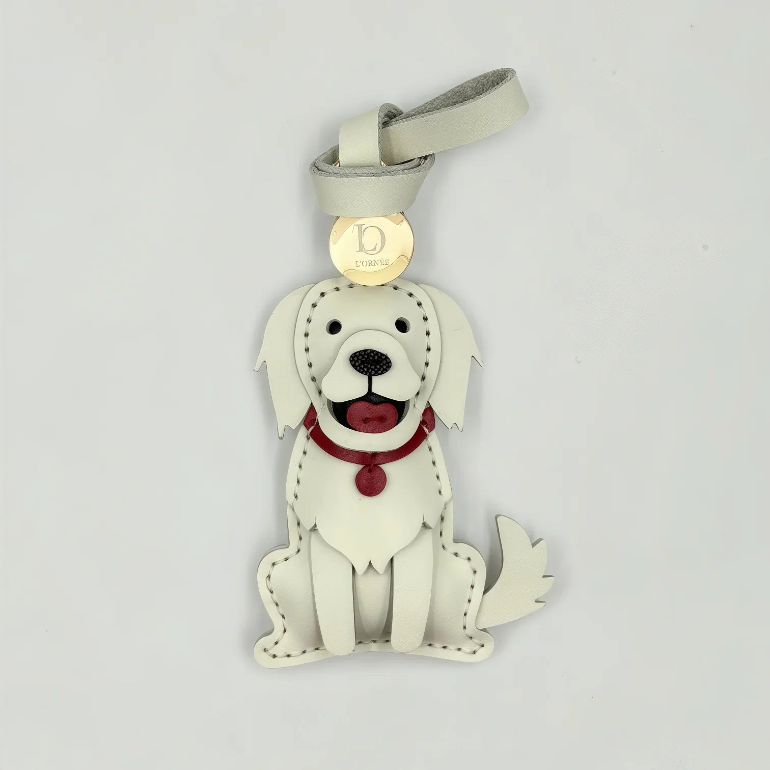 WHITE RETRIEVER CHARM leather