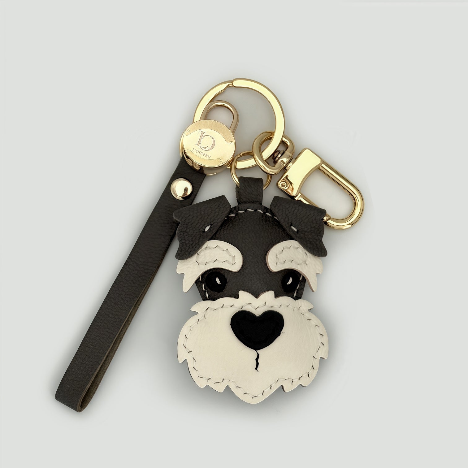 GRAY CHEEKY SCHNAUZER FACE keychains
