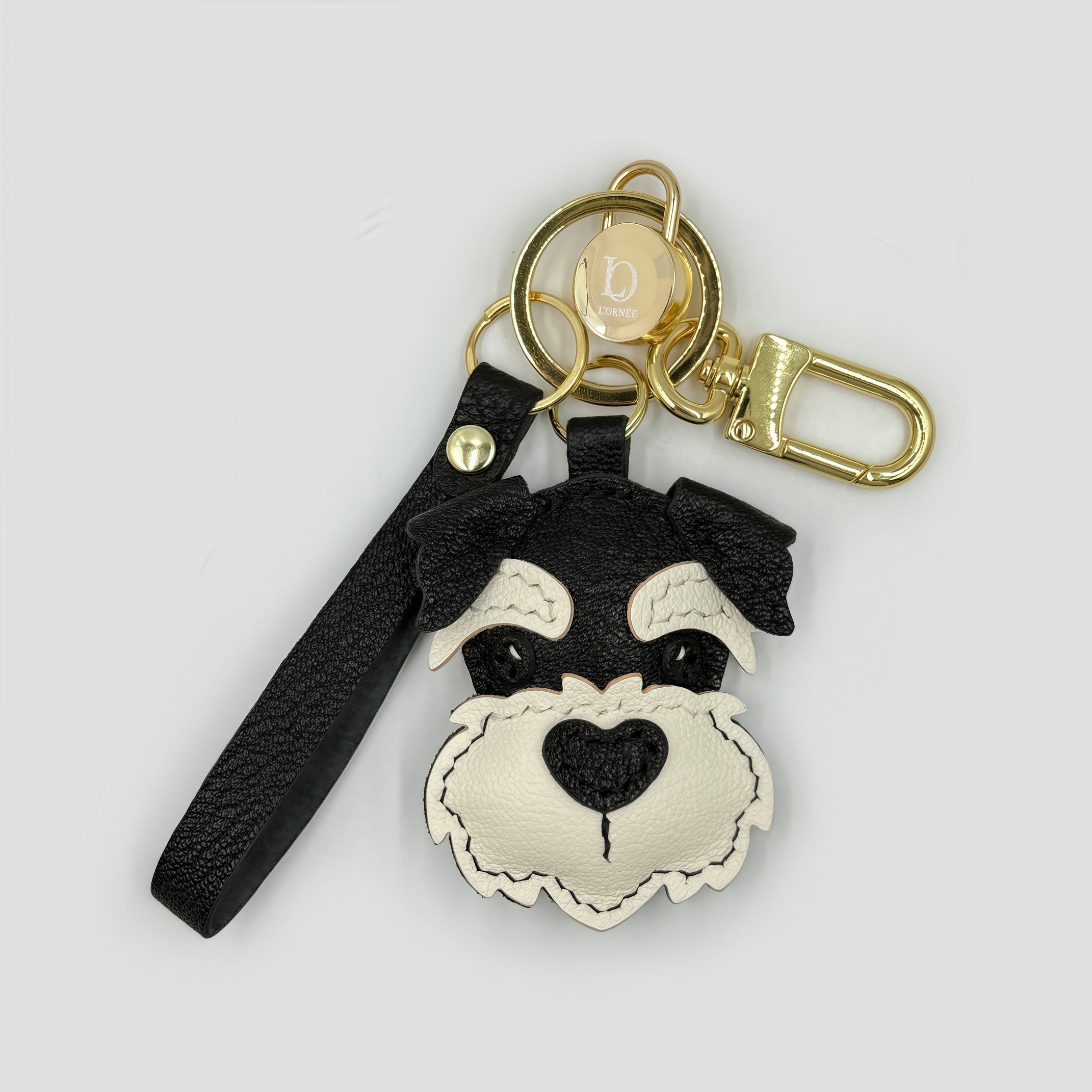 BLACK CHEEKY SCHNAUZER FACE CHARM keyrings
