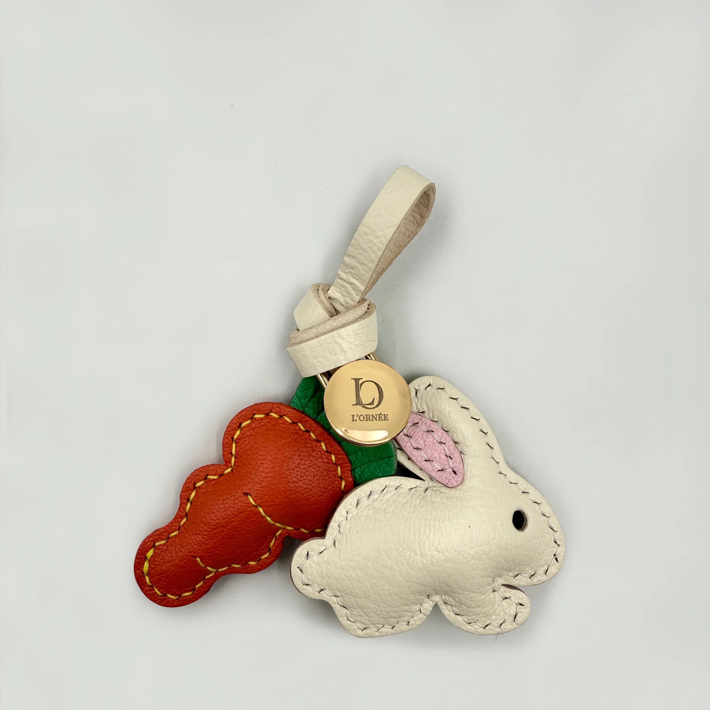 BUNNY & CARROT CHARM leather bag charm